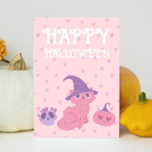 Cute Pink Halloween Party  Holiday Card
