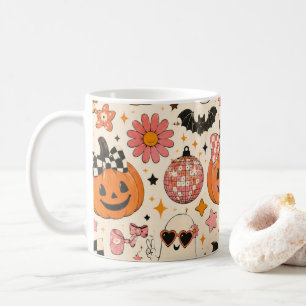 Cute Pink Halloween Pumpkin Pattern with Bows Coffee Mug