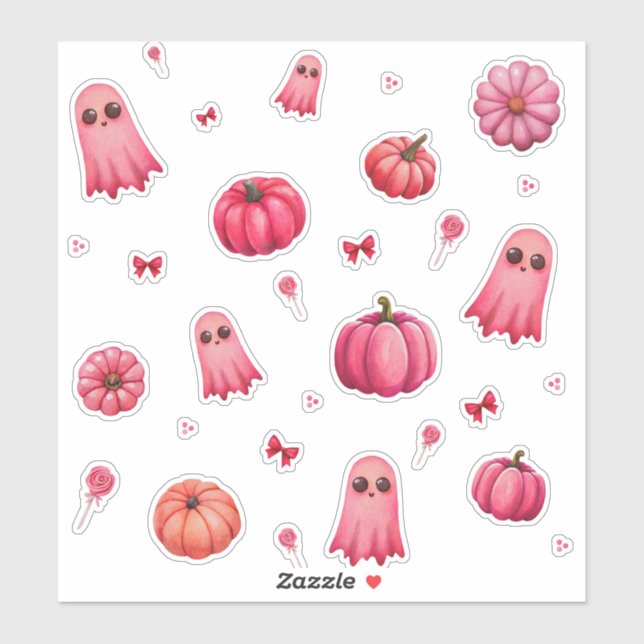 Cute Pink Halloween Pumpkins (Sheet)