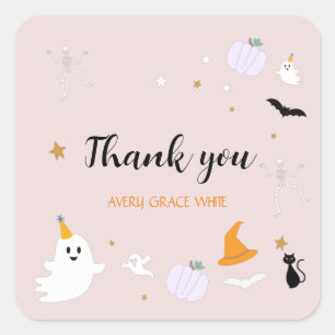 Cute Pink Halloween Thank You Favour Tags