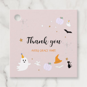 Cute Pink Halloween Thank You Favour Tags