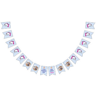 Cute Pink Hammerhead Shark Kids Birthday Photo Bunting