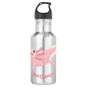 Cute pink happy axolotl 532 ml water bottle