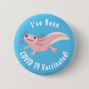 Cute pink happy axolotl 6 cm round badge