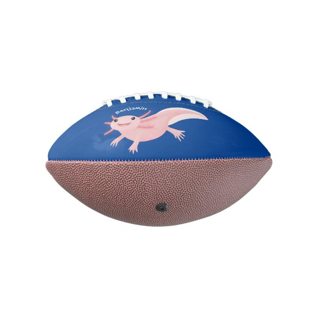 Cute pink happy axolotl american football (Rotated 270)