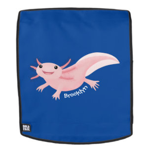 Cute pink happy axolotl backpack