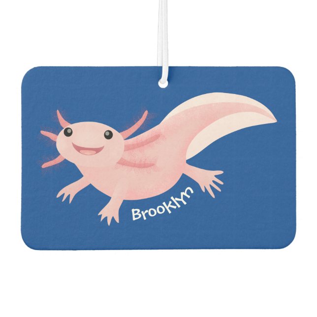 Cute pink happy axolotl  car air freshener (Front)