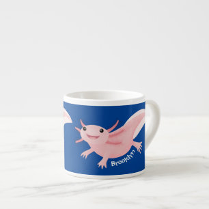 Cute pink happy axolotl espresso cup