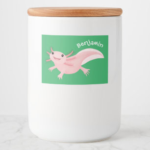 Cute pink happy axolotl food label