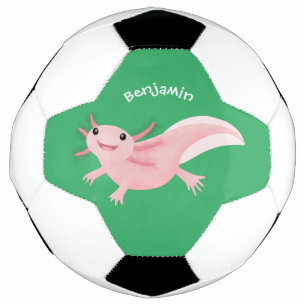 Cute pink happy axolotl football