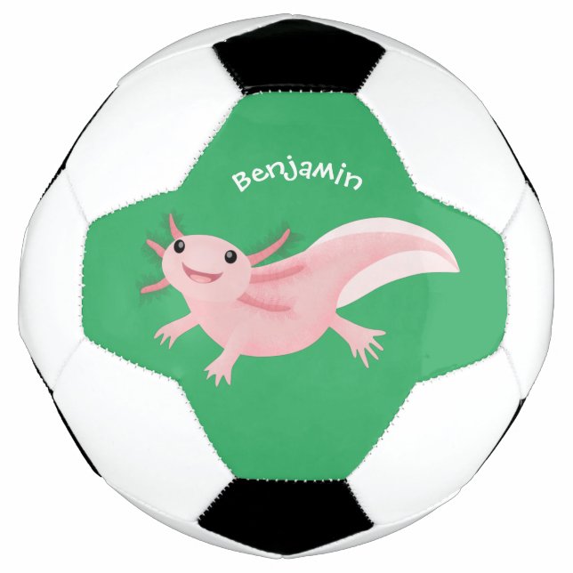 Cute pink happy axolotl football (Front)