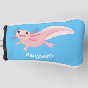 Cute pink happy axolotl golf head cover