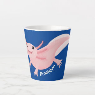 Cute pink happy axolotl latte mug