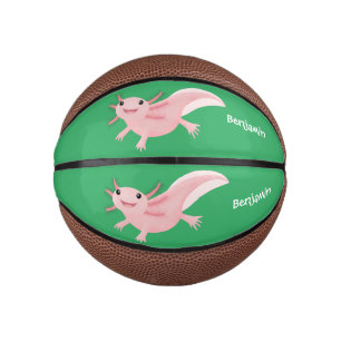Cute pink happy axolotl mini basketball