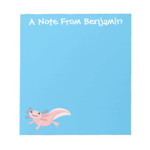 Cute pink happy axolotl notepad