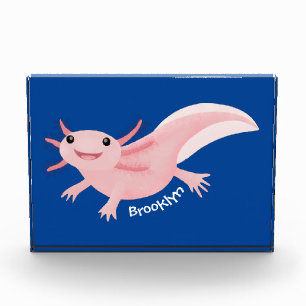 Cute pink happy axolotl photo block