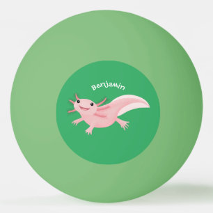 Cute pink happy axolotl ping pong ball