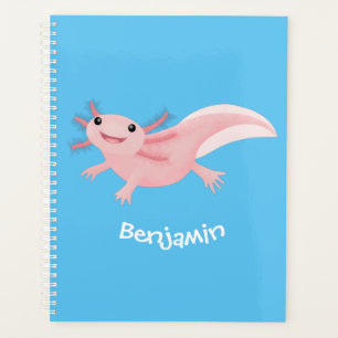 Cute pink happy axolotl planner