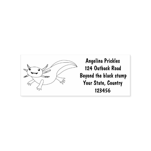 Cute pink happy axolotl rubber stamp (Imprint)