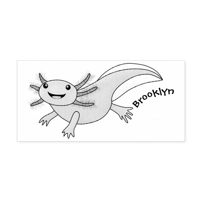 Cute pink happy axolotl rubber stamp (Imprint)