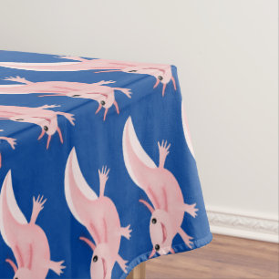 Cute pink happy axolotl tablecloth
