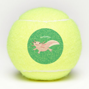 Cute pink happy axolotl tennis balls