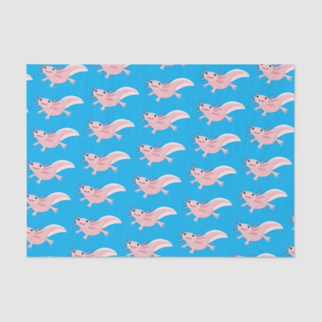 Cute pink happy axolotl tissue paper (Front)