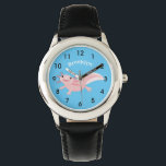 Cute pink happy axolotl watch<br><div class="desc">This cute pink axolotl is drawn in fun illustration style. Lots of aquatic fun!</div>