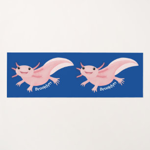 Cute pink happy axolotl yoga mat