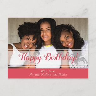 Cute Pink Happy Birthday Photo Postcard