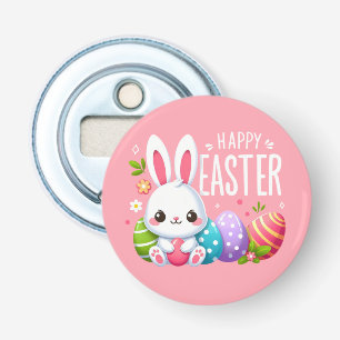 Cute, pink Happy Easter bunny Bottle Opener