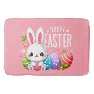 Cute, pink Happy Easter bunny Mug Bath Mat