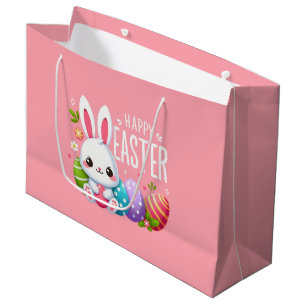 Cute, pink Happy Easter bunny Mug Large Gift Bag