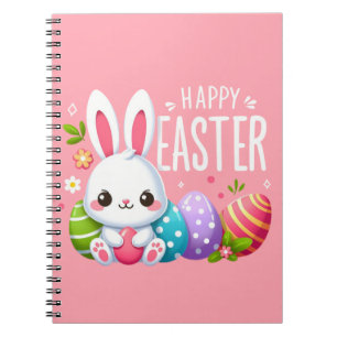 Cute, pink happy Easter bunny Notebook