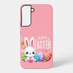 Cute, pink Happy Easter bunny Samsung Galaxy Case