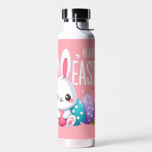 Cute, pink Happy Easter bunny Water Bottle