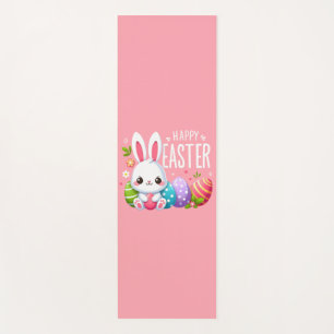 Cute, pink Happy Easter bunny  Yoga Mat