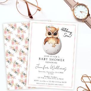 Cute pink hatching owl baby girl shower Invitation