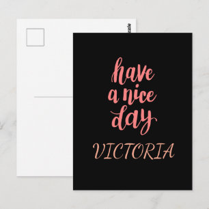 Cute Pink Have a Nice Day Typography Gift Postcard