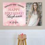 Cute Pink Heart 21st & Legal Photo Birthday Banner<br><div class="desc">Celebrate a 21st birthday party in style with this cute girly photo birthday banner. Easily customise text and upload your own photo.</div>