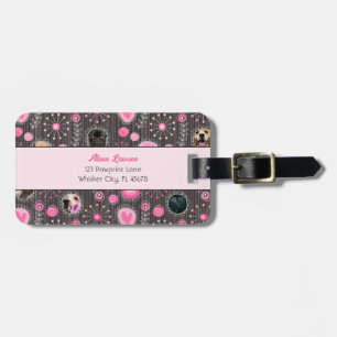Cute Pink Heart and Flower Dog Mum Photo Collage  Luggage Tag