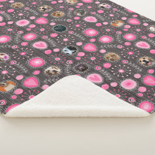 Cute Pink Heart and Flower Dog Mum Photo Collage  Sherpa Blanket