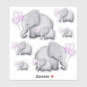 Cute Pink Heart Balloons Baby Elephants