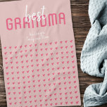 Cute Pink Heart Best Grandma Mother`s Day Tea Towel<br><div class="desc">Cute Pink Heart Best Grandma Mother`s Day kitchen towel. Hand-drawn pink hearts with dots and modern typography. Add your names. Sweet keepsake for a grandmother for Mother`s Day,  birthday or Christmas.</div>
