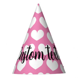 Cute pink heart Birthday party paper cone hats