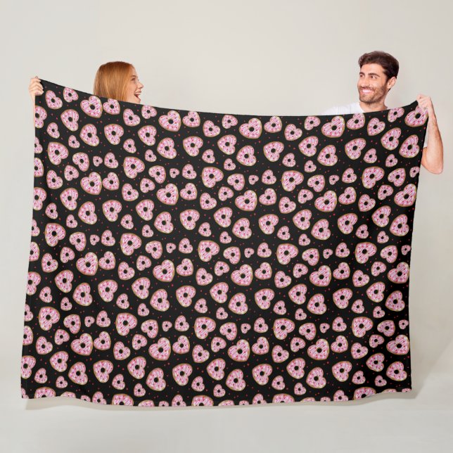 Cute Pink Heart Cookie Pattern Fleece Blanket (In Situ)