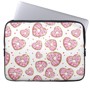 Cute Pink Heart Cookies Laptop Sleeve