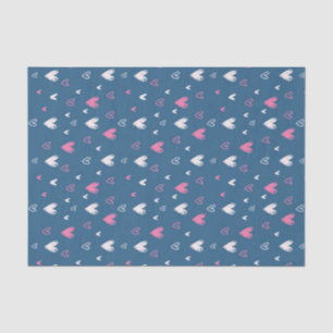 Cute Pink Heart Doodle Sketch Valentine's Day Tissue Paper