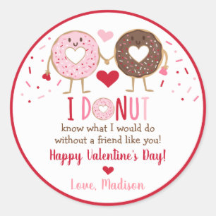 Cute Pink Heart Doughnut Valentine's Day Classic Round Sticker