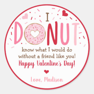 Cute Pink Heart Doughnut Valentine's Day Classic Round Sticker